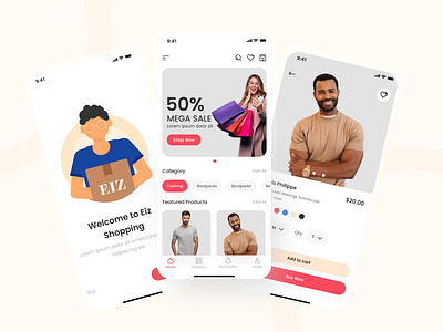 Eiz Shopping App app design ecommerce shopping ui ux