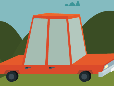 Illustration | "One with Nature & an Automobile" (Progress) automobile car color illustration nature
