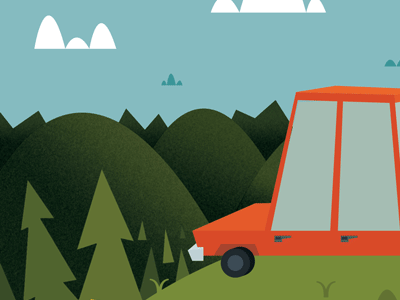 Illustration | "One with Nature & an Automobile" (Progress No.2) automobile car color illustration nature