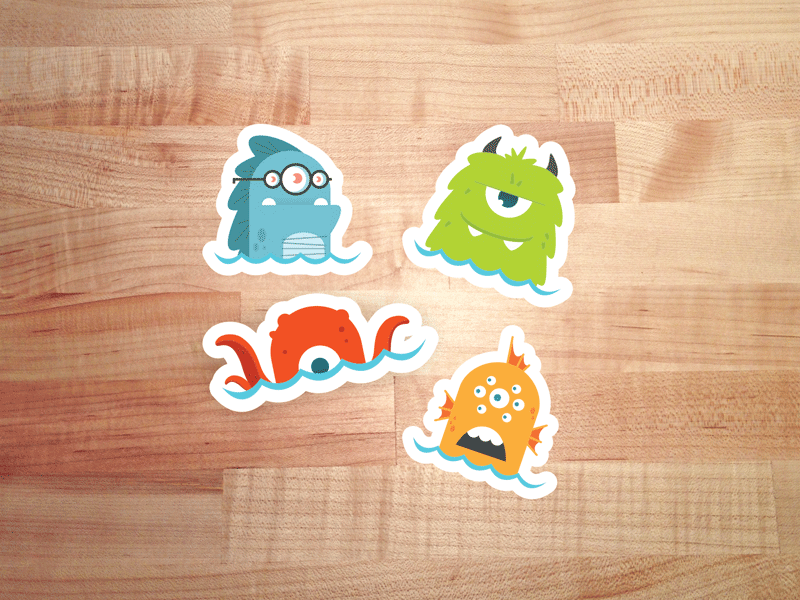 Branding | Laracon Stickers brand branding creature design focus lab illustration illustrator laracon logo mark monster stickers