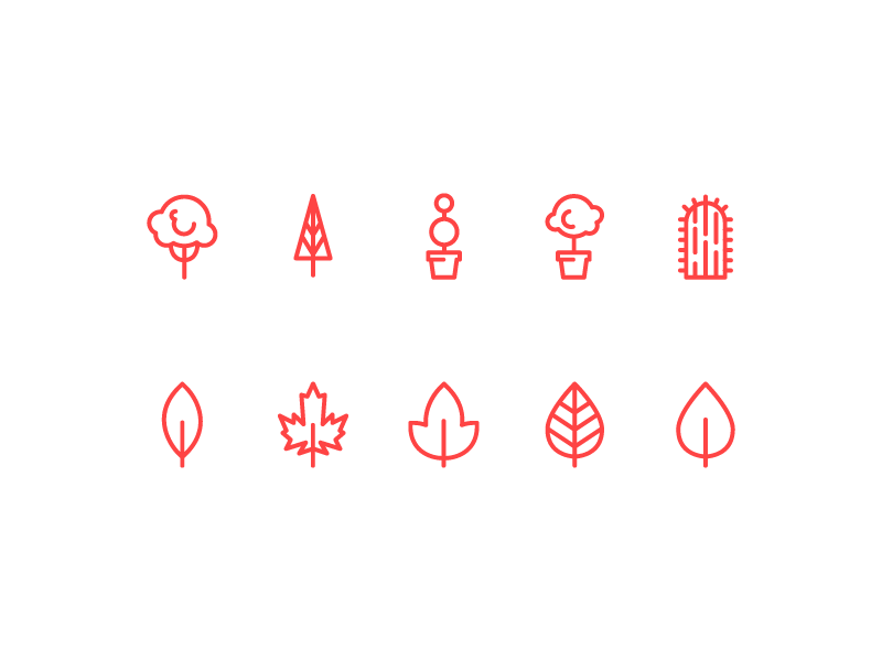 Icons | Foliage branding design focus lab foliage icon icons illustration leaves linework plants
