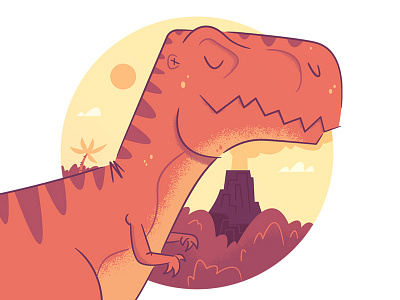 Illustration | Dino Study cartoon color creativity design dinosaur doodle illustration illustrator imagination study trex volcano