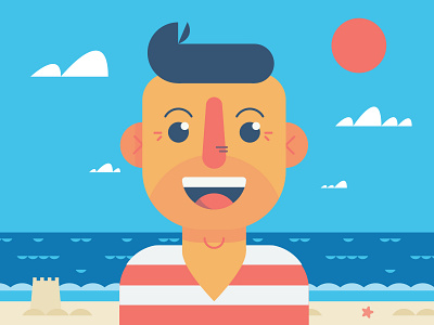 Illustration | "Beach Time Bonanza!" beach character color design fun hipster illustration portrait shapes style sun westcoast
