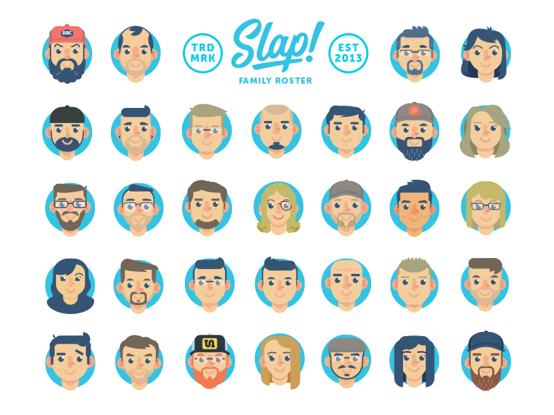 Slap! Stickers | "Family Roster" art avatar awesome california color design doodle fun illustration kickstarter san diego stickers