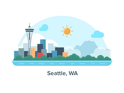 Illustration | Seattle awesome cities design doodle element freelance fun illustration infographic seattle series skyline