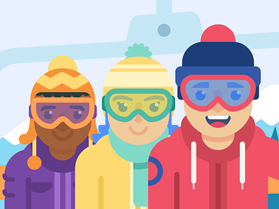 Illustration | "Facebook Ski Lift Selfie in Color"