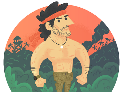 Illustration | "Rambo" blockbuster character design doodle exploration color fun illustration movies rambo style
