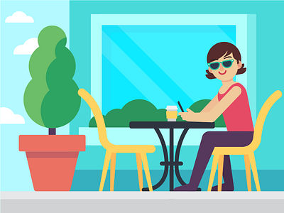 Illustration | "Cafe Scene" cafe city color design doodle freelance freelancer fun illustration mobile vector