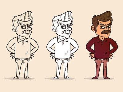 Illustration | "Ron Swanson Process" character design doodle drawing exploration freelance fun illustration illustrator style vector work