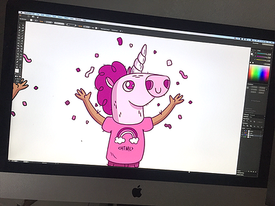 Illustration | "InvisionApp Unicorn" client design doodle drawing fun illustration illustrator invision process unicorn work