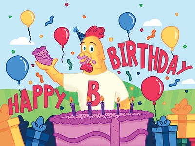 Illustration | "Happy Birthday from Ben the Rooster" character colorful design doodle drawing exploration freelance fun illustration illustrator style vector