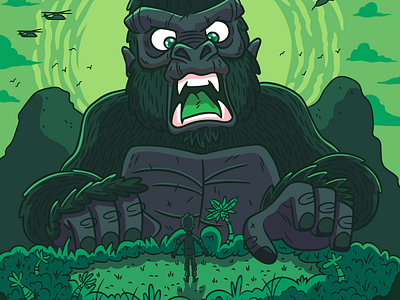 Illustration | "Kong Skull Island" (Green Variation) colorful design doodle drawing exploration freelance fun illustration illustrator kong movies style