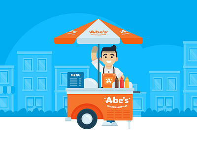 Illustration | "Abe's Waffle Cart" branding character color design emails food illustration mascot startup story team