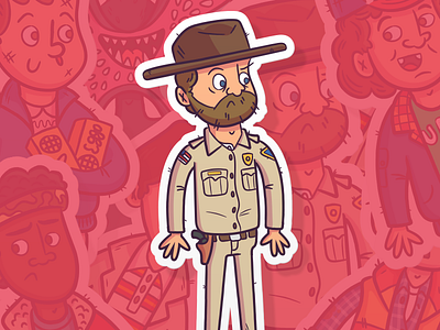 Slaptastick | "Chief Hopper Sticker" branding design eleven fanart illustration netflix pop culture stickers strangerthings