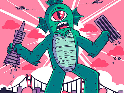 Illustration | Kaiju Movie Poster adobe adobe illustrator draw adobe live design doodling illustration kaiju monster poster