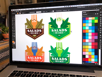 Illustrations | "Wellness Badges - Salads for a Week" branding color design fitness flat food illustration vector wellness