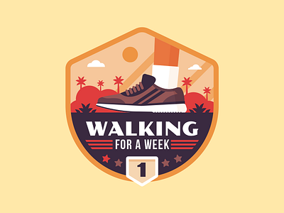 Badges | "Wellness Journey: Walking for a Week No.1" badges branding color design fitness illustration shoes vector wellness workout