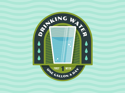 Badges | "Wellness Journey: Drinking Water No.1" badges branding color design fitness illustration shoes vector water wellness workout