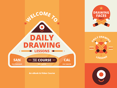 Branding | "Daily Drawing Lessons The Course" badge branding color course design drawing illustration learning logo personal brand