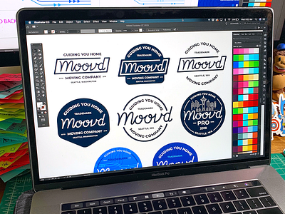 Branding | Moovd Badges badge badge logo badgedesign badges branding design freelance illustration lettering logo logotype movers moving style vector