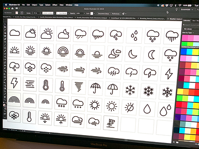 Icons | Weather Icons clouds design freelance icons illustration lines linestyle rain stroked icons style sun vector weather weather app weather forecast weather icon weather icons