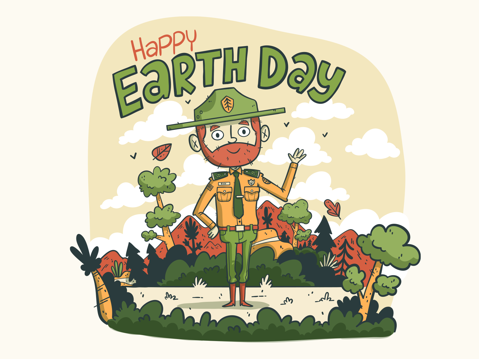 Illustration - Earth Day 2019 adobe draw character color design doodle drawing earth earth day freelance fun illustration illustrator nature ranger style vector