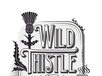 Wild Thistle Cafe branding - Grayscale