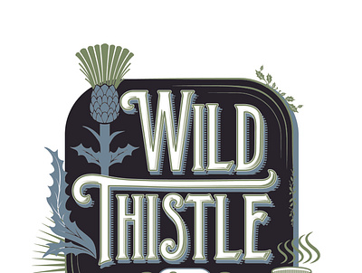 Wild Thistle Cafe branding - Color Inverted adobe illustrator art deco art nouveau cafe flowers illustration logo logo work retro thisle thisle thistle victorian wild