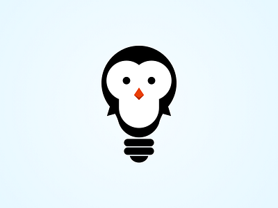 Penguin Idea branding bulb cold concept creative cute idea logo penguin