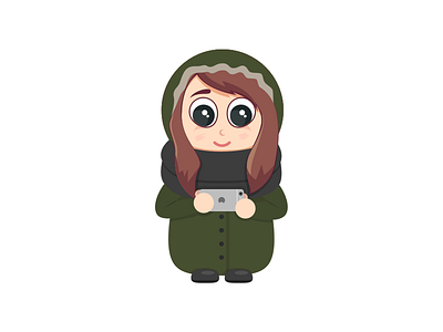 Cute Photographer girl illustration sketch vector