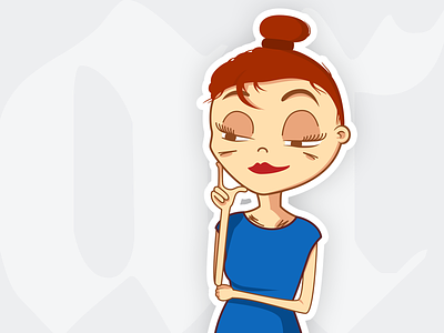 Flirtatious Redhead character girl illustration stickers vector