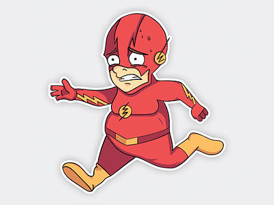 Fatty-Flash character fat flash illustration stickers superhero vector
