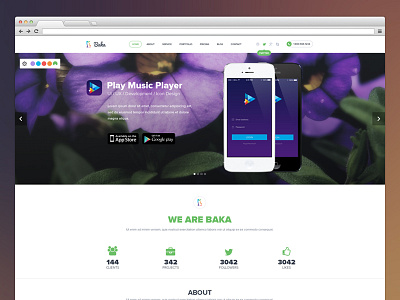 Baka One Page Parallax Theme one page parallax theme one page theme psd theme theme wordpress theme