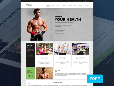 Fitness - Gym & Health based PSD Theme fitness free freebie gym health psd theme