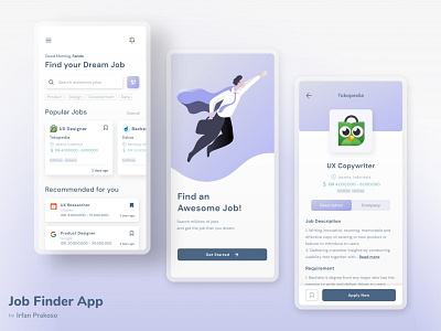 Job Finder App app clean color design exploration gradient job job finder minimalist mobile design mobile ui pastel typography ui ui design ui ux design ux web whitespace