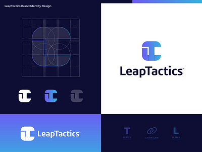 Leap Tactics - Brand Identity Design agency branding app icon brand identity branding chain consultation creative ecommerce grid layout identity designer leap letter l letter t link logo logo design logomark monogram typography