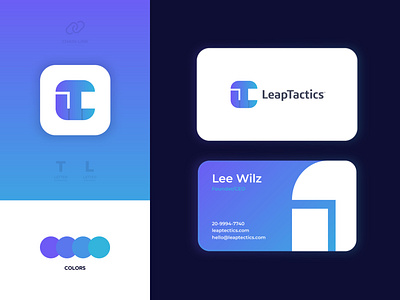 Leap Tactics - Business Card Design app icon app logo design brand identity branding branding agency business card chain creative finance hire me letter l links logo design logomark logotype management modern monogram t logo typography