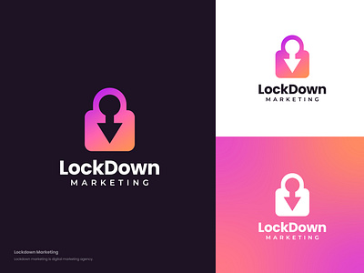 Lockdown Marketing - Logo Design abstract arrow logo brand identity branding design concept design digital digital marketing agency gradient interface lock icon lockdown logo logo concept logodesign marketing modern purple symbol technology ui ux