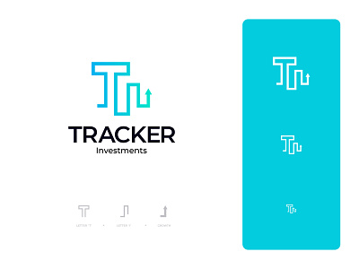 Tracker investments - approved logo design app icon arrow bitcoin blockchain branding creative logo crypto currency digital currency finance fintech letter t lettermark logo logo design modernism tech tracker tracking app typography