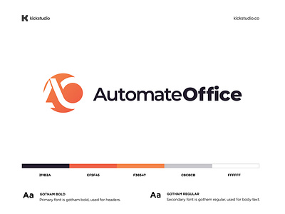 Automate office - Brand identity design ao automate automate office automation brandidentity branding branding agency branding and marketing agency color palette computer develop logo design machine office online system tech technology typography ui