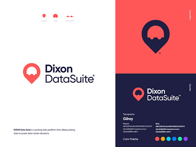 DIXON Data Suite - Unused Concept brand guidelines branding color palette data data analysis data visualization dataviz dixon identity logo map map pin modern logo parking parking app parking lot server simple logo ui vehicle