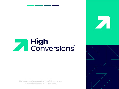 High Conversions - Approved Logo Design abstract amazon arrow brand branding clever colorful conversion data high identity lead logo mark mockup seller simple smart symbol ui