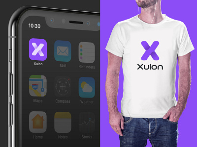 Xulon - Brand Identity app icon arrow brand identity branding creative delivery design gradient icon ios logo logomark mockup modern package purple simple tshirt typography vector