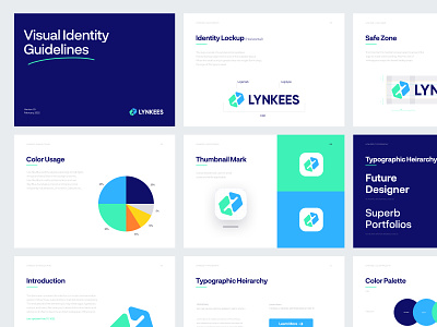 Lynkees Brand Book brand brand book brand design brand guidelines brand identity branding corporate identity dashboard deck finance fintech guidelines icons link logo minimal payment slides typography visual identity