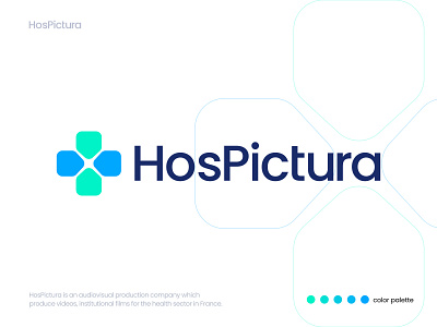 HosPictura - Logo Design for Health Sector brand brand design brand identity branding clean colors covid design health sector healthcare hospital icon logo design mark medical logo symbol typography ui video video making