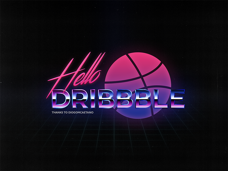 Hello Dribbble! game futuristic old-school type style neon typography arcade 80s shot first retro dribbble hello