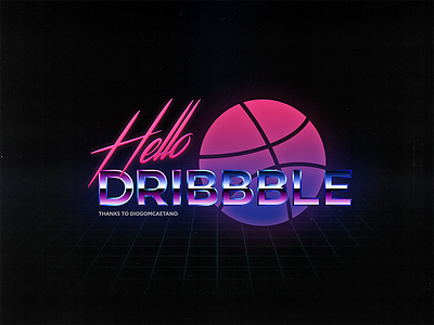 Hello Dribbble! 80s arcade dribbble first futuristic game hello neon old school retro shot style type typography