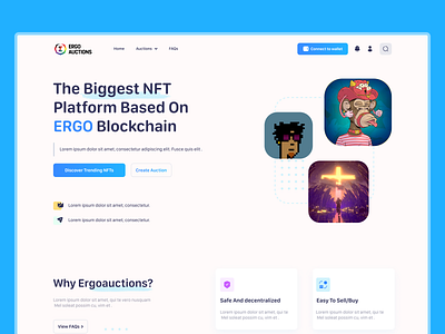 Ergo auctions home page app branding crpytocurrency crypto design ergo ergoauctions nft nfts sepanta sepantapooya sepantapooya ux ui ux web
