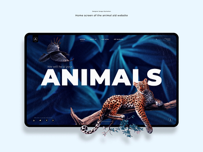 Home screen of the animal aid website design figma animals design design web website