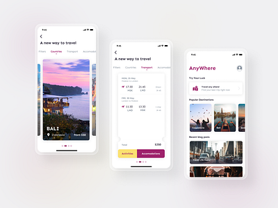 Any Where - Travel Mobile App Design app booking fly interface mobile mobile design travel trip ui